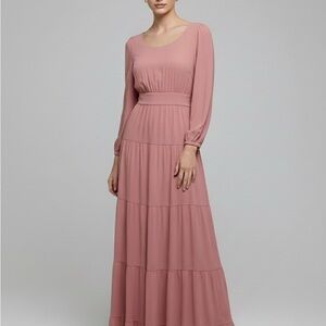 Chic Mauve Long Sleeve Maxi Dress